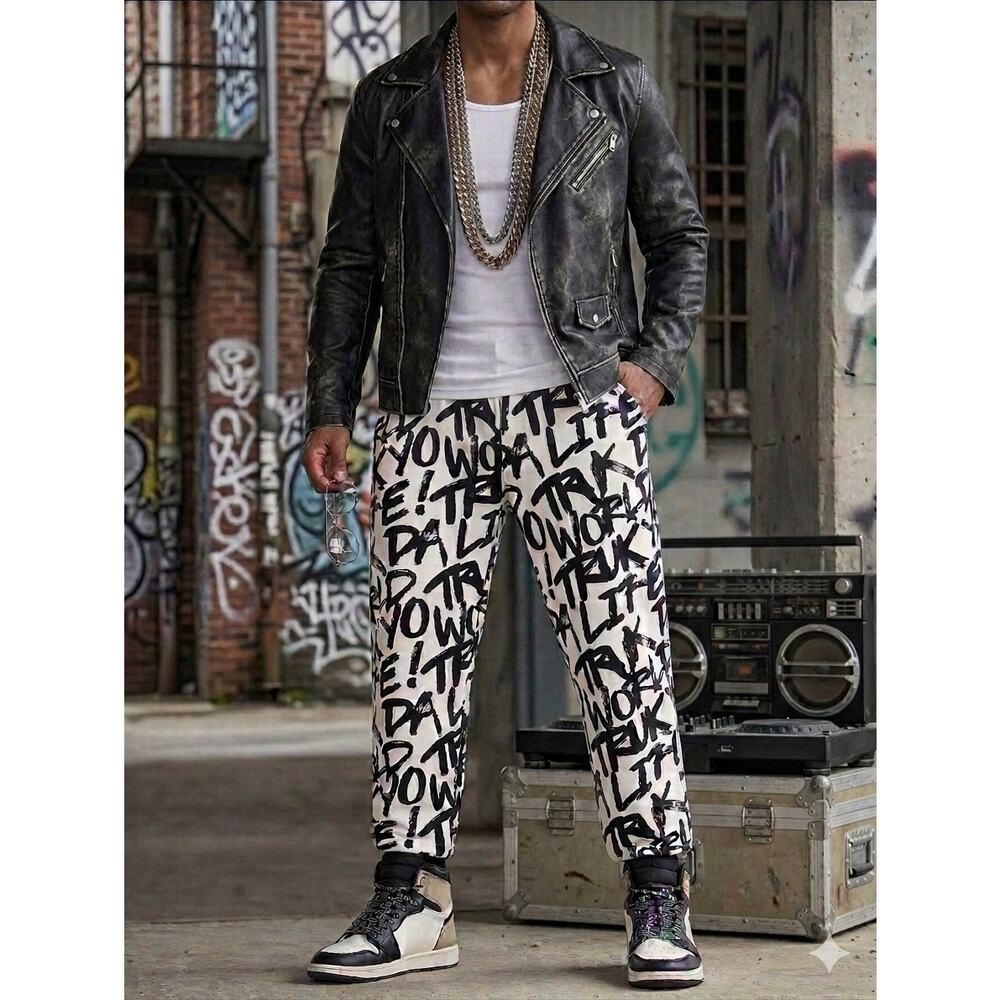 TRUKFIT Lil Wayne Graffiti Joggers Mens XXL B&W Streetwear Skater Sweatpants